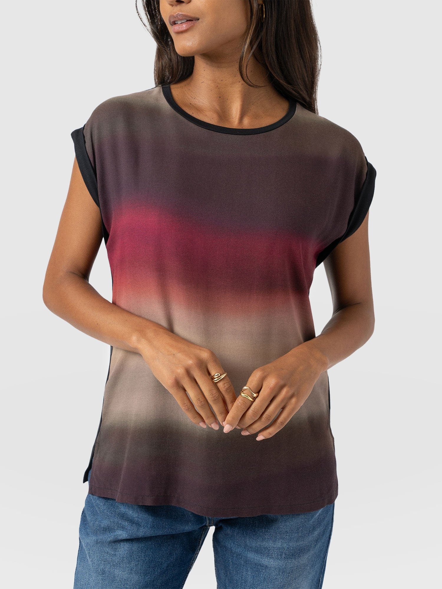 Turn Up Contrast Tee - Purple Gradient - Women's T-shirts | Saint + Sofia® USA